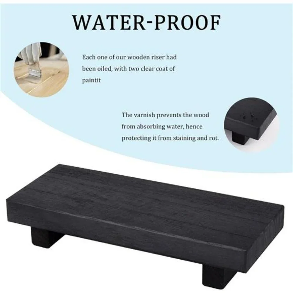 Wood Tray Pedestal Stand Farmhouse Bathroom Sink Vanity Soap Holder Black
